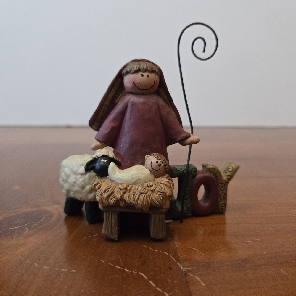 Shepherd Boy with Sheep Nativity Joy Resin Figurine - Blossom Bucket